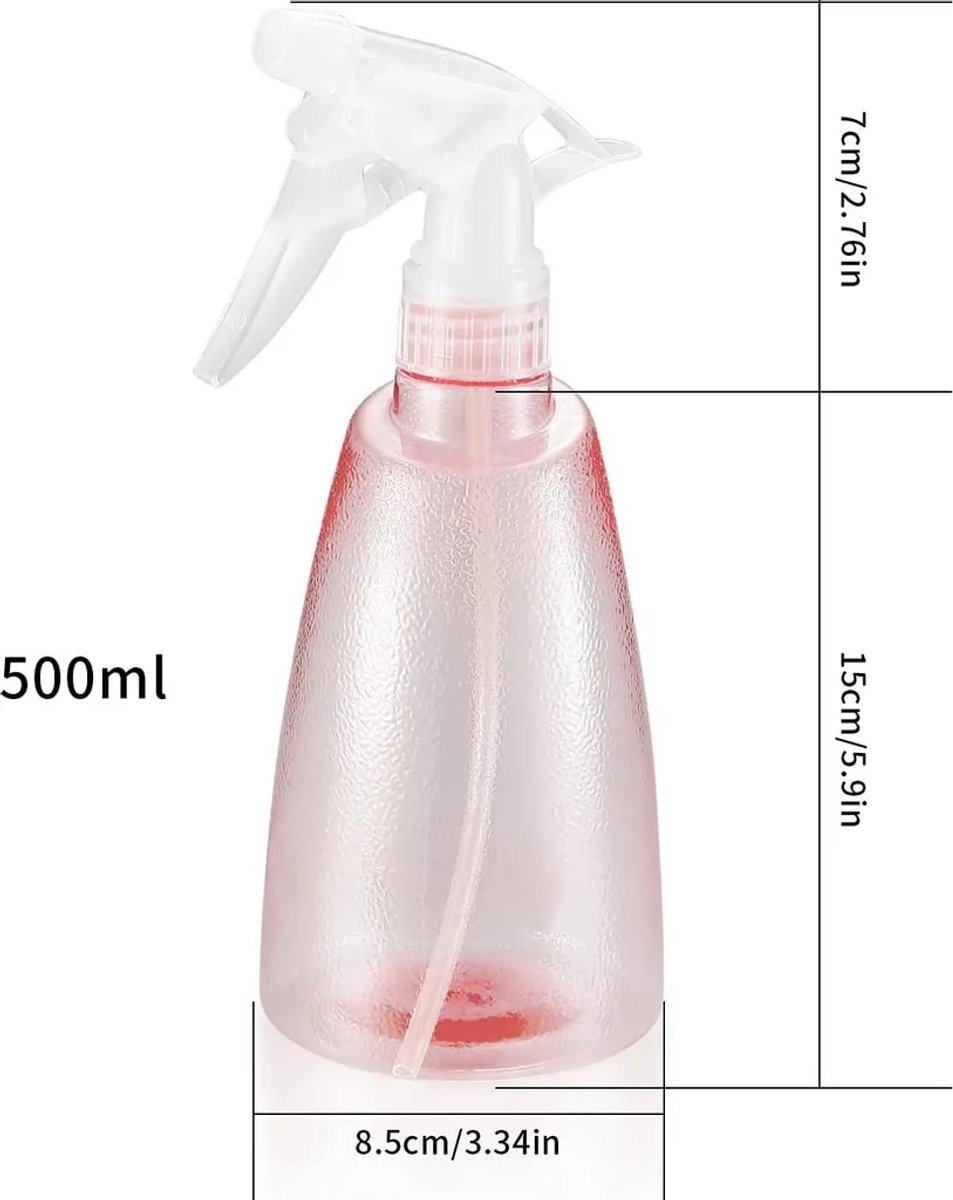 500 ml lege spuitfles, plastic spuitfles, pompfles, Geschikt voor thuis, tuin, kapsalon, planten, bloemen - roze/groen