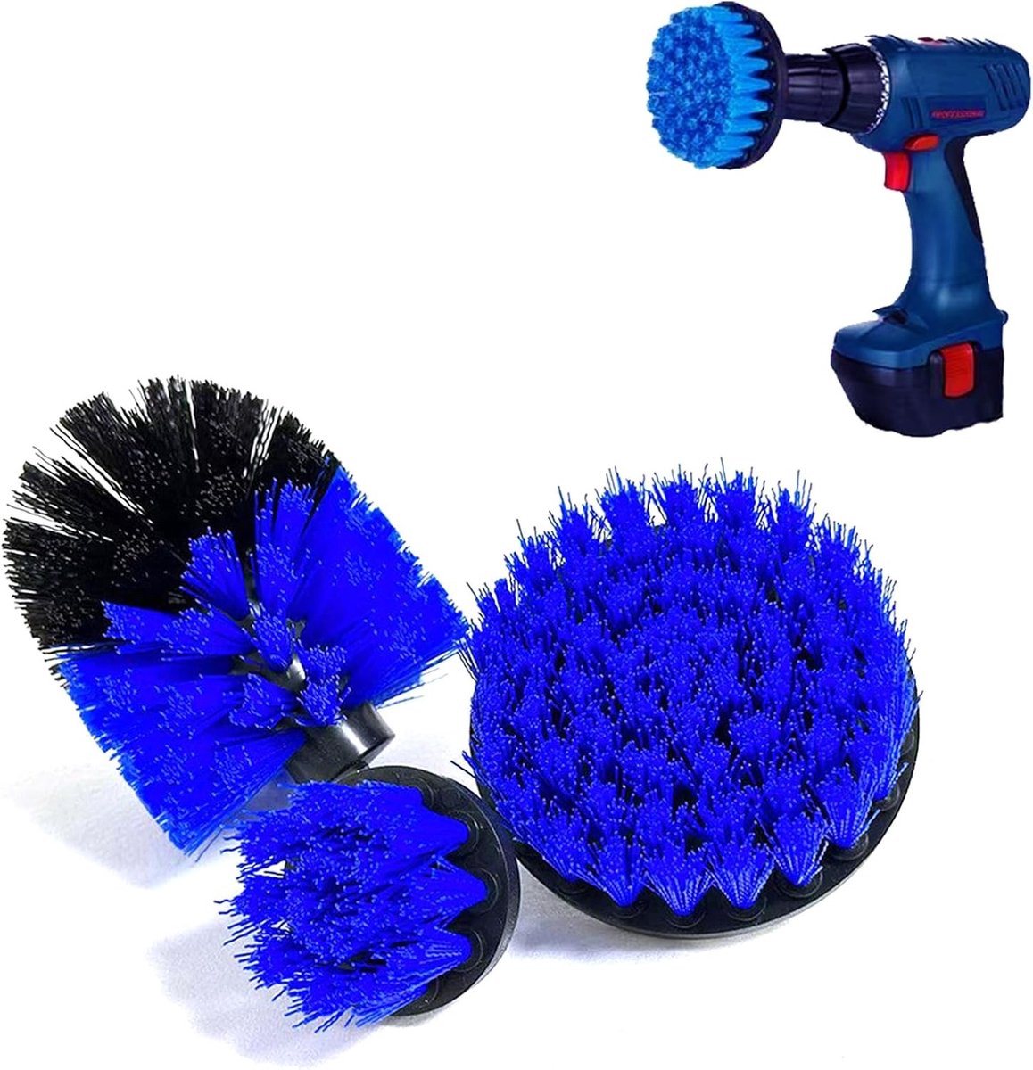 Elektrische schoonmaakborstel - Blauw - 3 stuks - Kunststof borstelharen - Voor keuken en badkamer
