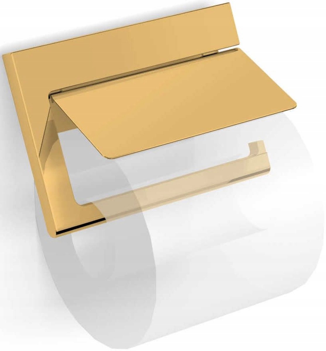 Gouden WC Papierhouder met Klep - Metaal, Wandmontage