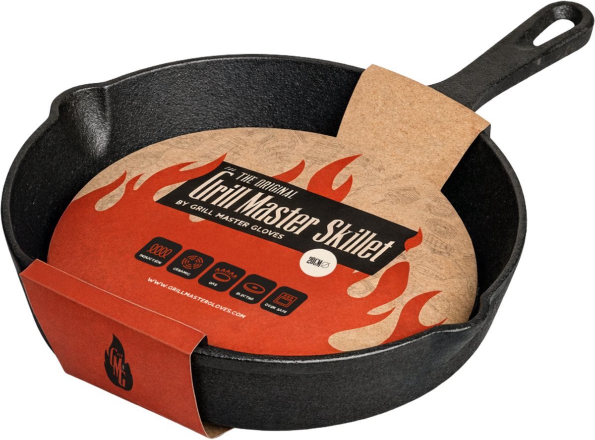 Grill Master Iron Handle - Gietijzeren Pan - Gietijzeren Pannenset - Voor BBQ - Met Handvaten - 15cm - Papa Cadeau Voor Mannen - Vaderdag