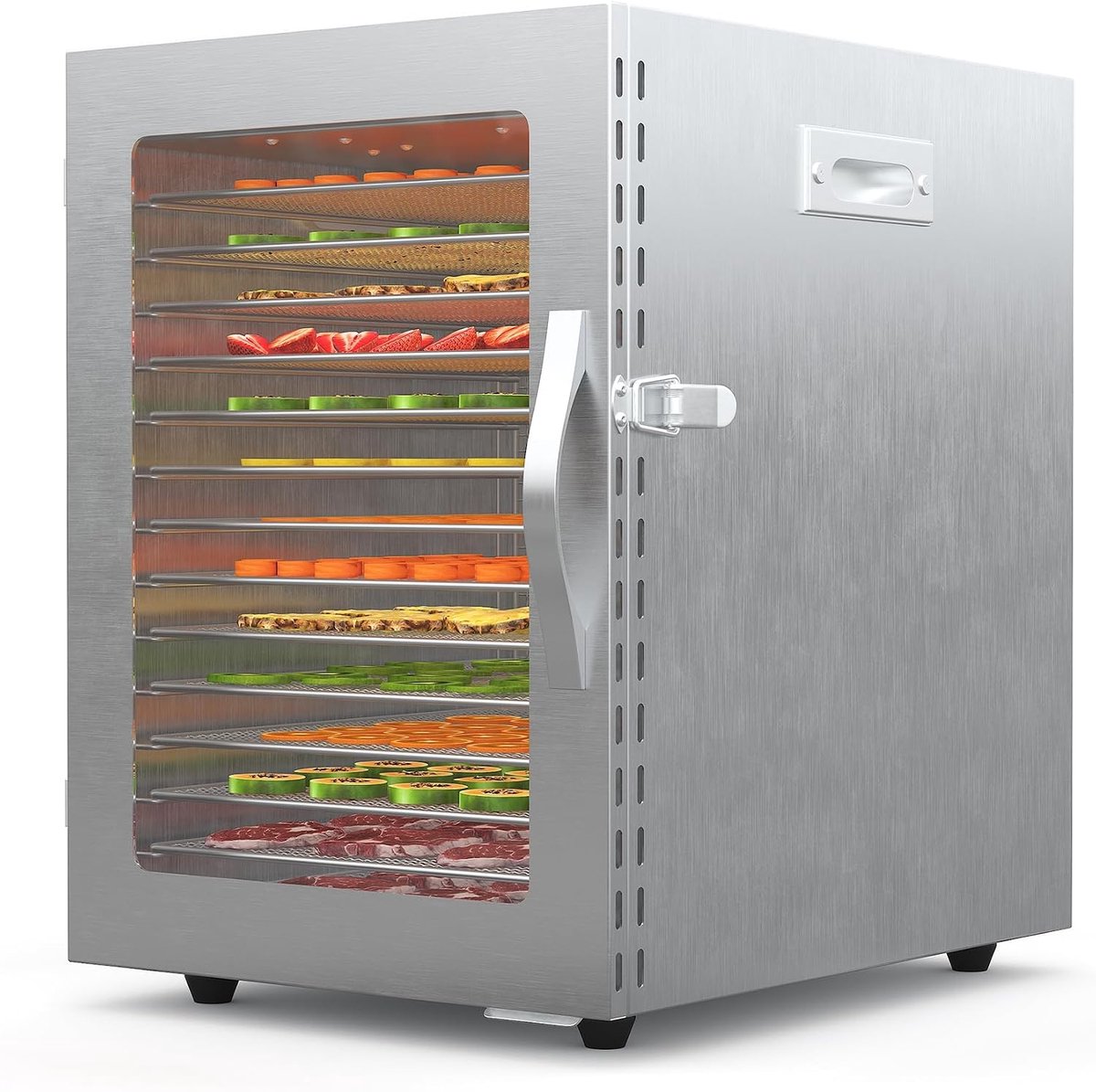 RVS Voedseldroger - 14 RVS Roosters - 1040W - Professionele Droogoven voor Fruit, Groenten, Vlees en Kruiden - BPA-vrij - Digitaal Display