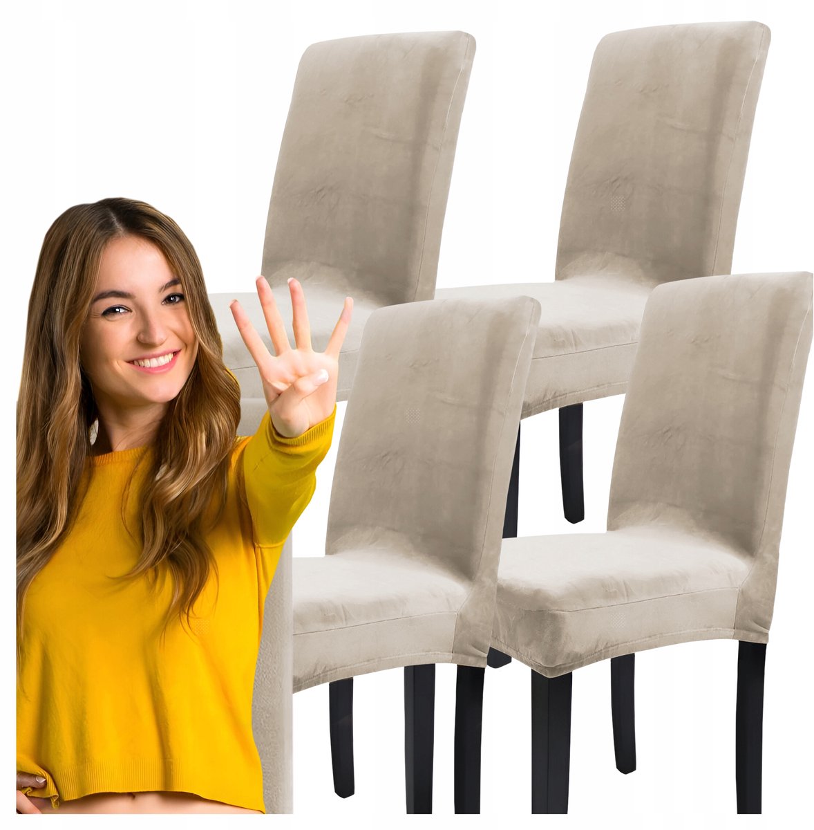 4x Luxe Velours Stoelhoes Universeel - Bescherming & Stijl