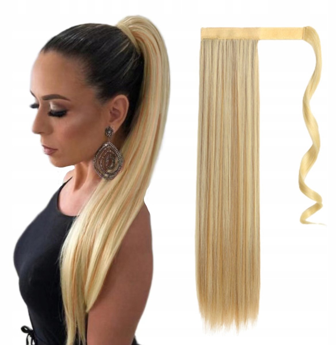 Blond Paardenstaart Haarverlenging Synthetisch 55cm Recht
