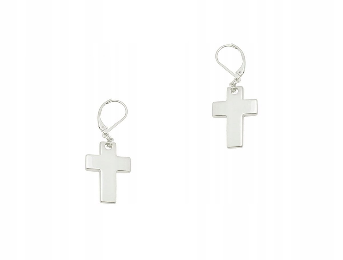 Kleine Zilverkleurige Kruis Oorbellen - 4cm