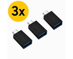 USB-C naar USB-A Adapter - USB C naar USB A Converter - USB-A Female - voor Laptop, Tablet, Smartphone en USB-stick - Dataoverdracht en Opladen - Plug & Play - 3 Stuks