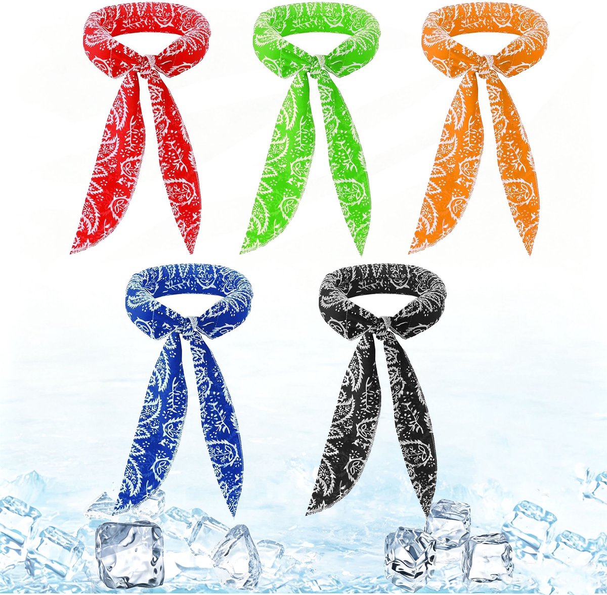 5 stuks Koelende Nekwrap - Verkoelende Sjaal - Koelende Hoofdband - Unisex Nekdoek - Direct Verkoelende Koelsjaal - Geschikt voor Wandelen, Kamperen en Outdoor Gebruik bij Warm Weer - Multicolor