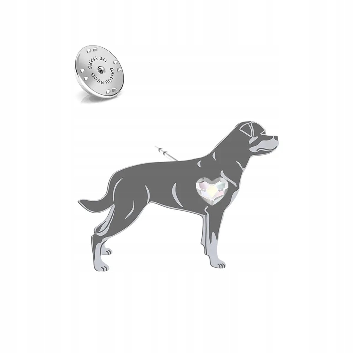 Zilveren Rottweiler Pin 925 | Sieraden met Kristal | Cadeau
