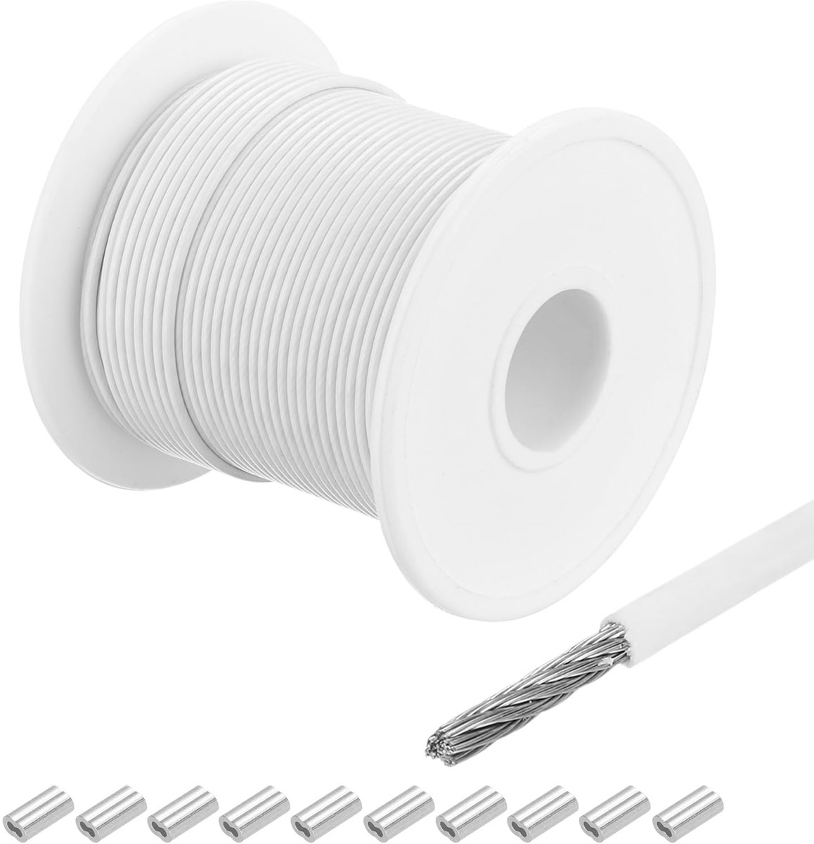 staalkabel 100 ft (30 m) - roestvrij staal 304 - vinylgecoat - ideaal voor ophangen - ShopVlot