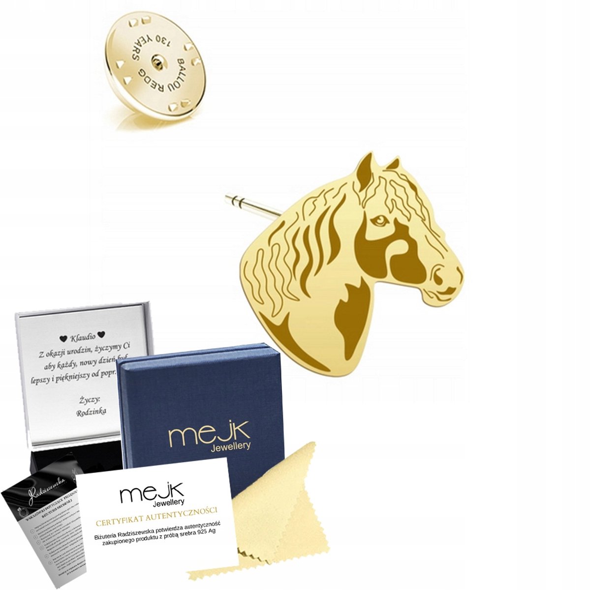 Gouden Tinker Paard Speld 925 Zilver Verguld - Cadeau Vrouw