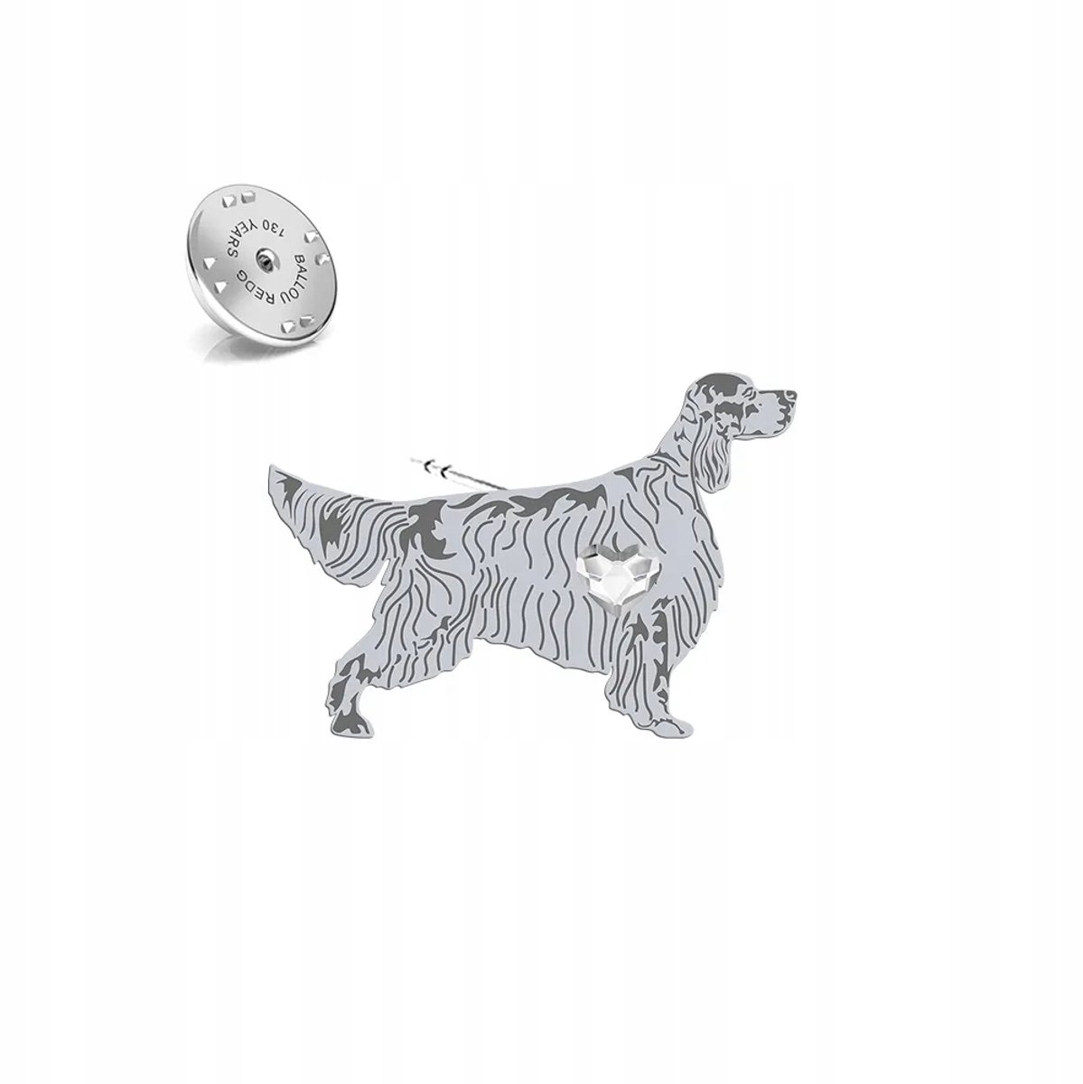 Zilveren Broche Engelse Setter 925 Sieraden Pin met Kristal