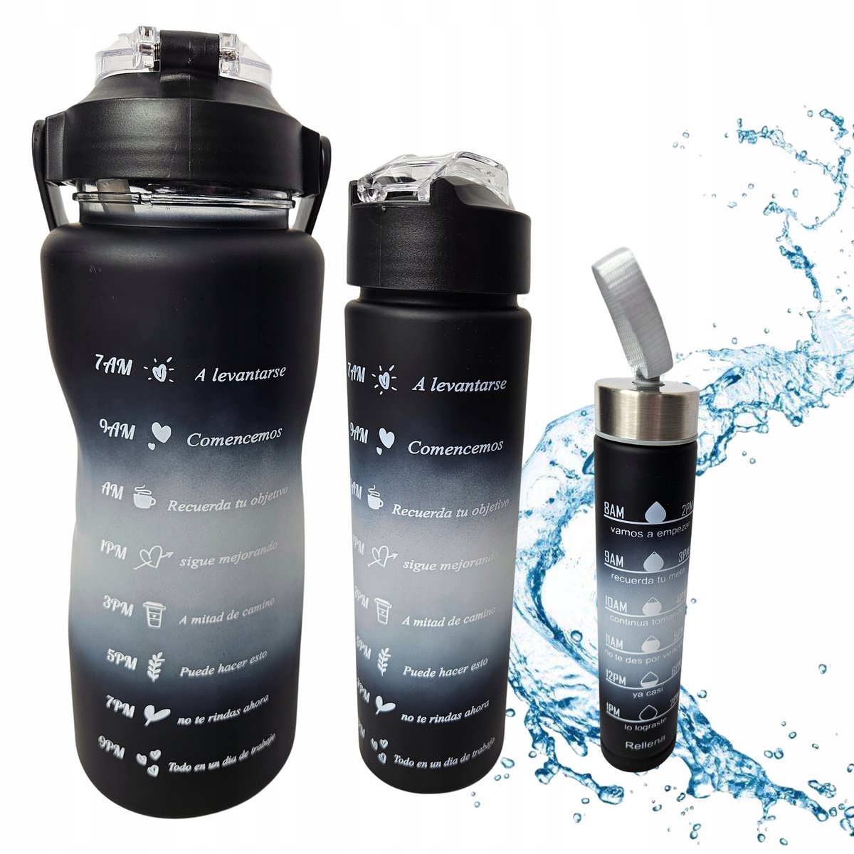 Set van 3 Sportflessen met Maatstreep - Hydratatie Coach