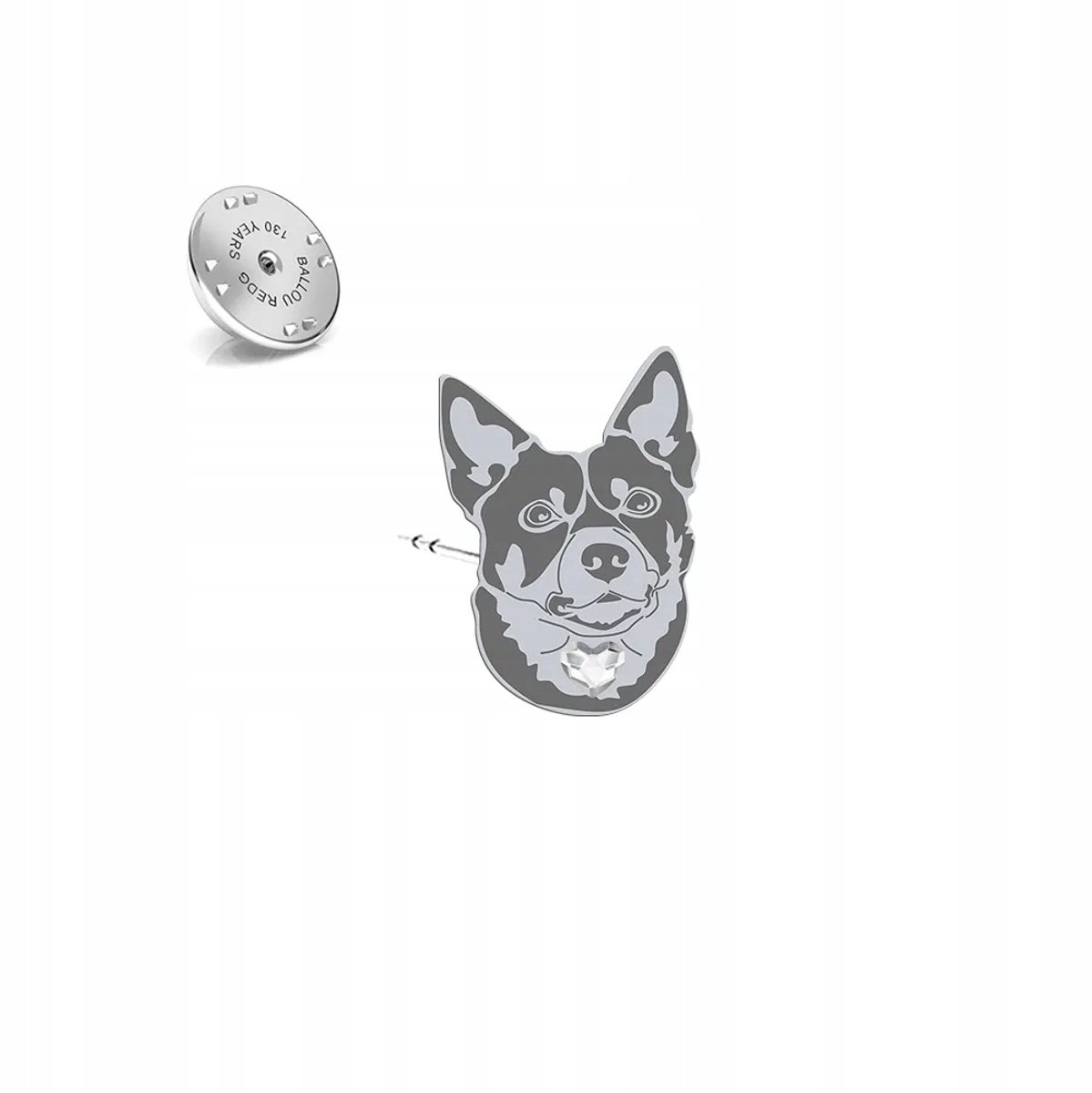 Zilveren Broche Australian Kelpie 925 met Kristal - Uniek Cadeau