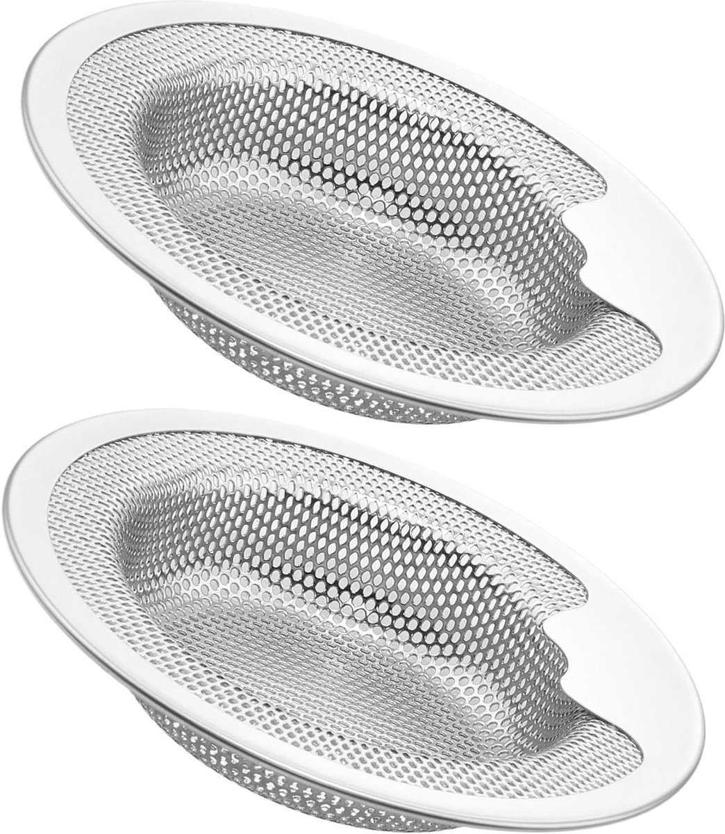 SnelShoppen - RVS Afvoerzeef Set van 2 - Doucheafvoer, Badkuip Afvoer, Keuken Afvoer, Haarzeef, 11 cm, 304 RVS, Zilver, Voor Afvoeren van 8-11 cm
