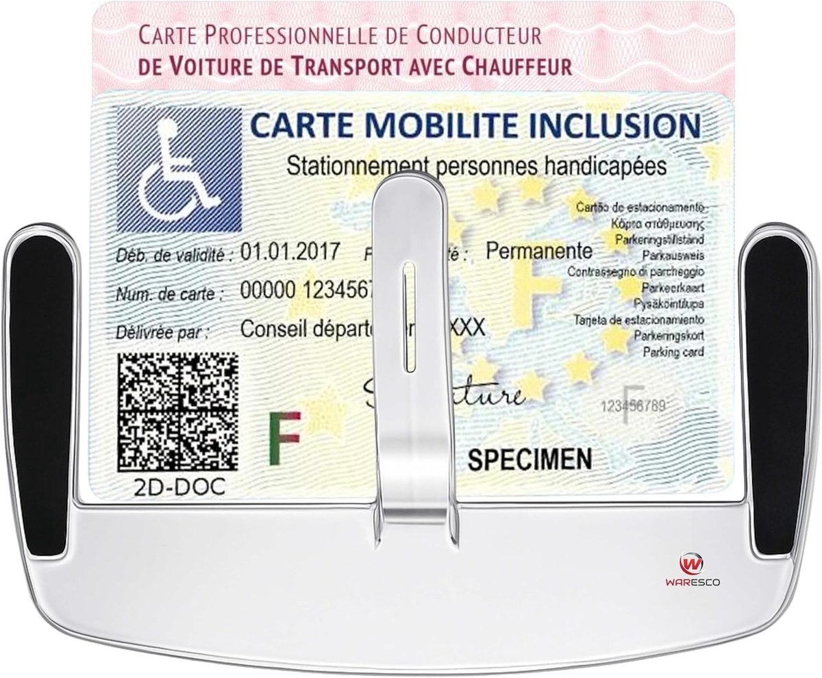 Kaarthouder fietsstuur - Transparant - Zelfklevende houder voor PMR, gehandicapten, VTC en taxi kaarten