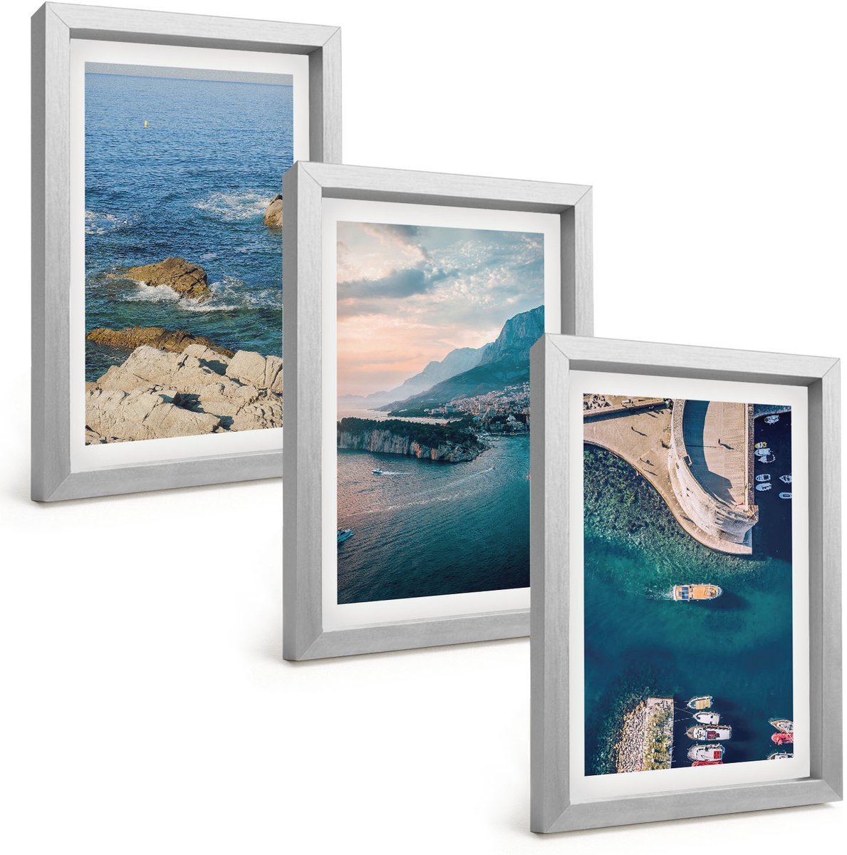 Tulup 4-Delige Schilderij Set - Uitzicht op zee met kliffen en berghavens - 20 x 30 cm - Wanddecoratie - Muurdecoratie - Woonkamer - Moderne Wanddecoratie
