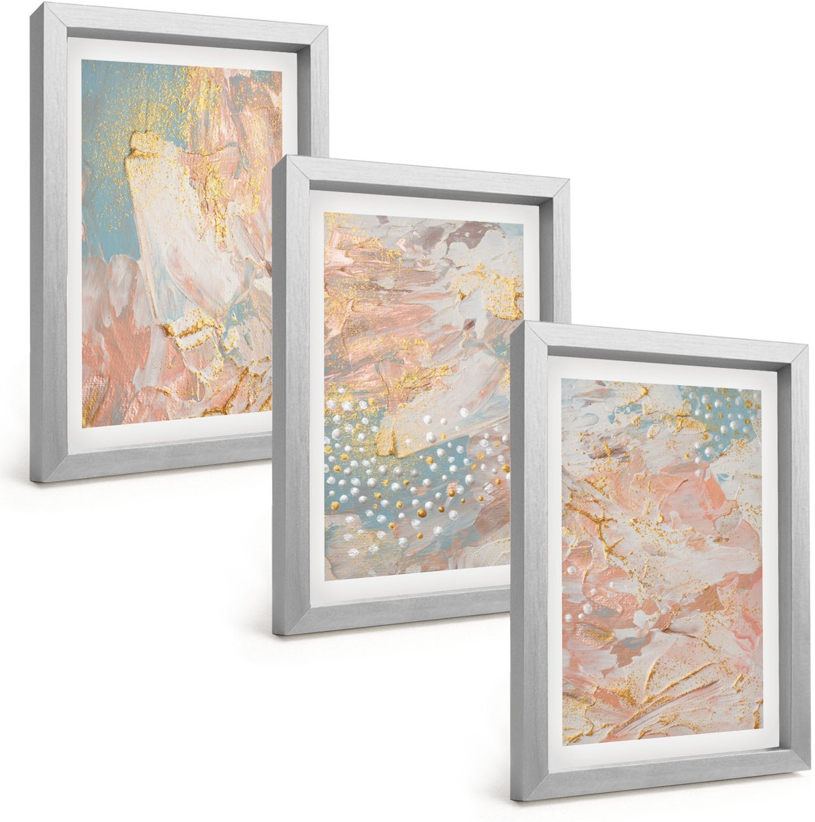 Tulup 4-Delige Schilderij Set - Abstracte patronen in pastelkleuren en textuur - 20 x 30 cm - Decoratieve Muurdecoratie - Slaapkamer - Decoratieve Schilderijen