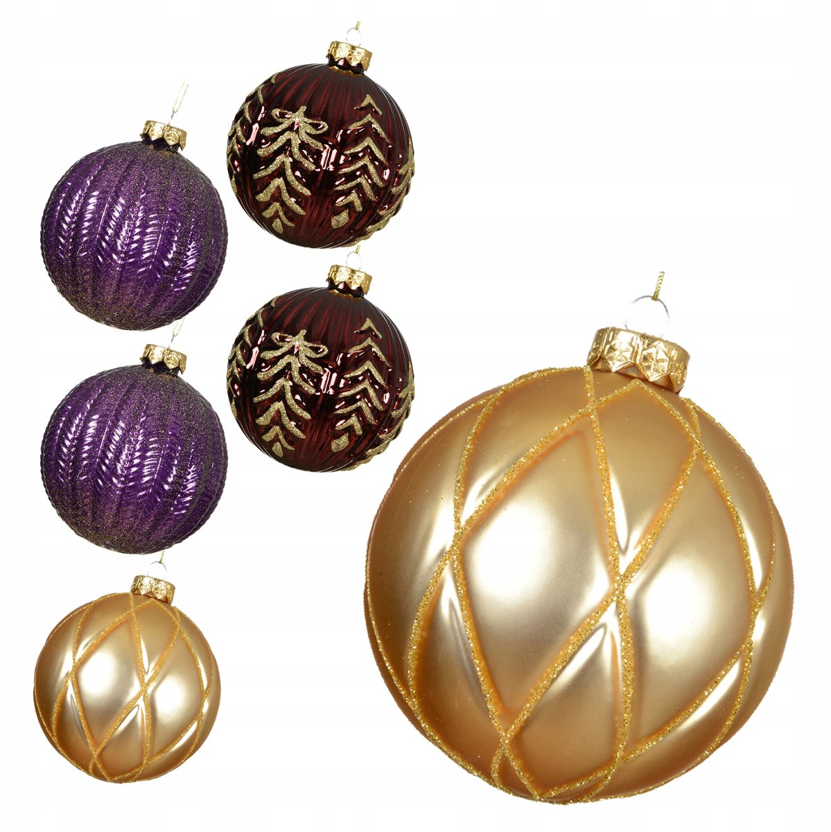 Grote Glazen Kerstballen Paars Bordo Goud 10cm 12 Stuks Luxe Decoratie