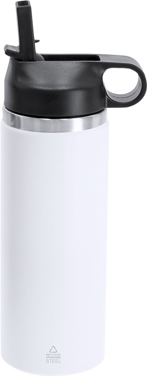 500 ml bidon van gerecycled roestvrij staal met dubbele wand, die zorgt voor een betere en langdurigere temperatuurbehoud Gomery Wit