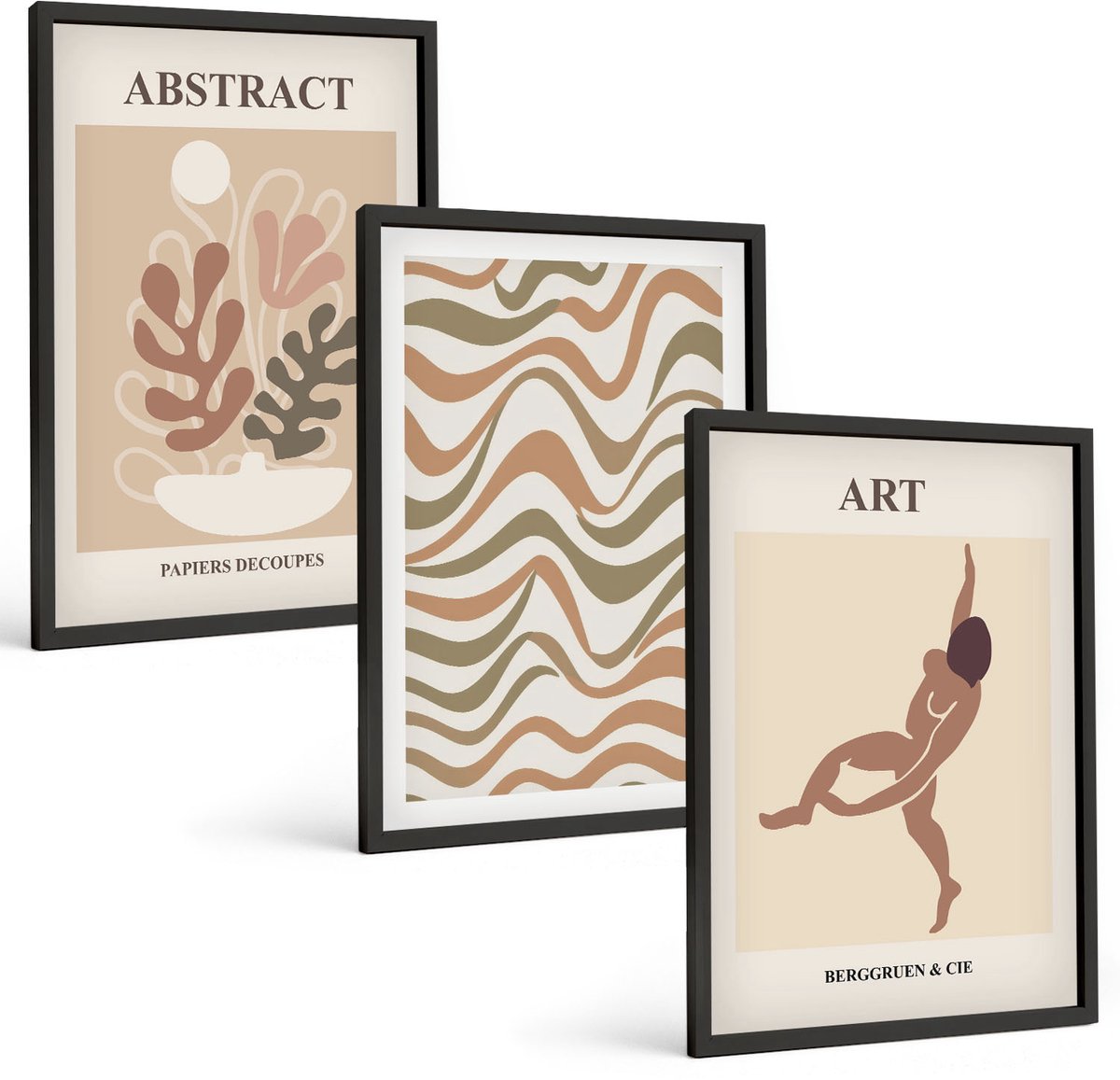 Tulup 4-Delige Schilderij Set - Matisse Boho Abstracte Vormen en Patronen - 40 x 60 cm - Decoratieve Schilderijen - Wanddecoratie - Hal - Interieur Decoratie