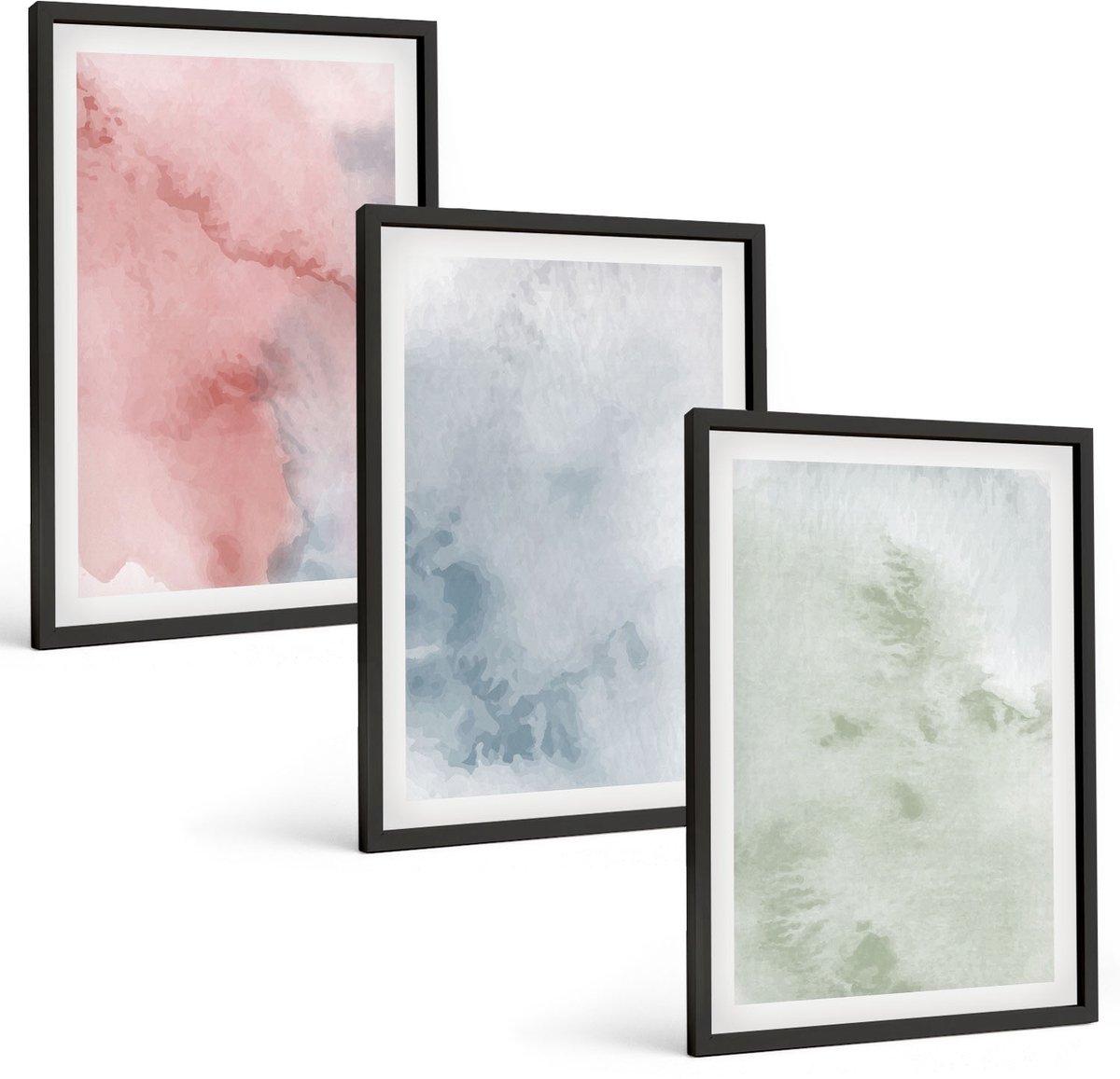Tulup 4-Delige Schilderij Set - Pastelkleurige structuren, kleurrijke aquarelverf op canvas - 40 x 60 cm - Stijlvolle Muurdecoratie - Kantoor - Woonkamer Decoratie