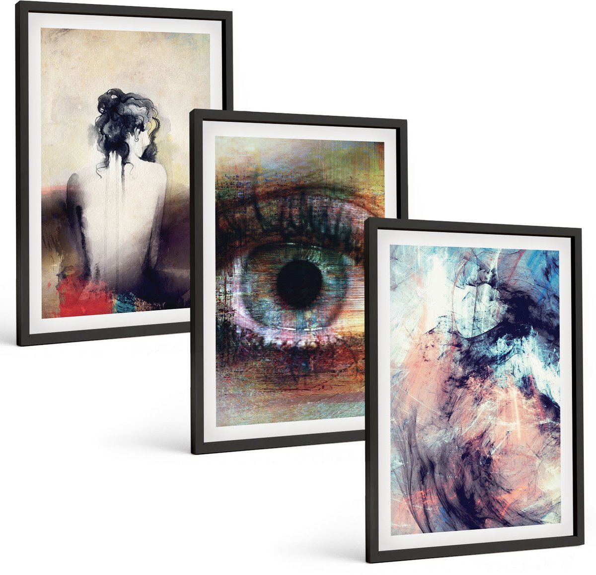 Tulup 4-Delige Schilderij Set - Portret van een vrouwenoog Abstracte kleuren Emoties - 40 x 60 cm - Stijlvolle Muurdecoratie - Kantoor - Wanddecoratie