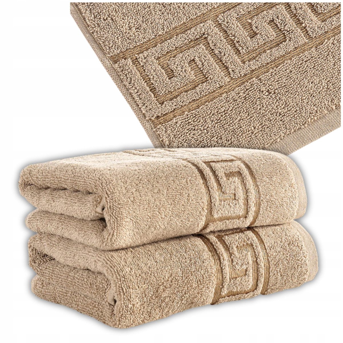 2x Katoenen Handdoeken 50x90 cm GREK Beige 100% Katoen