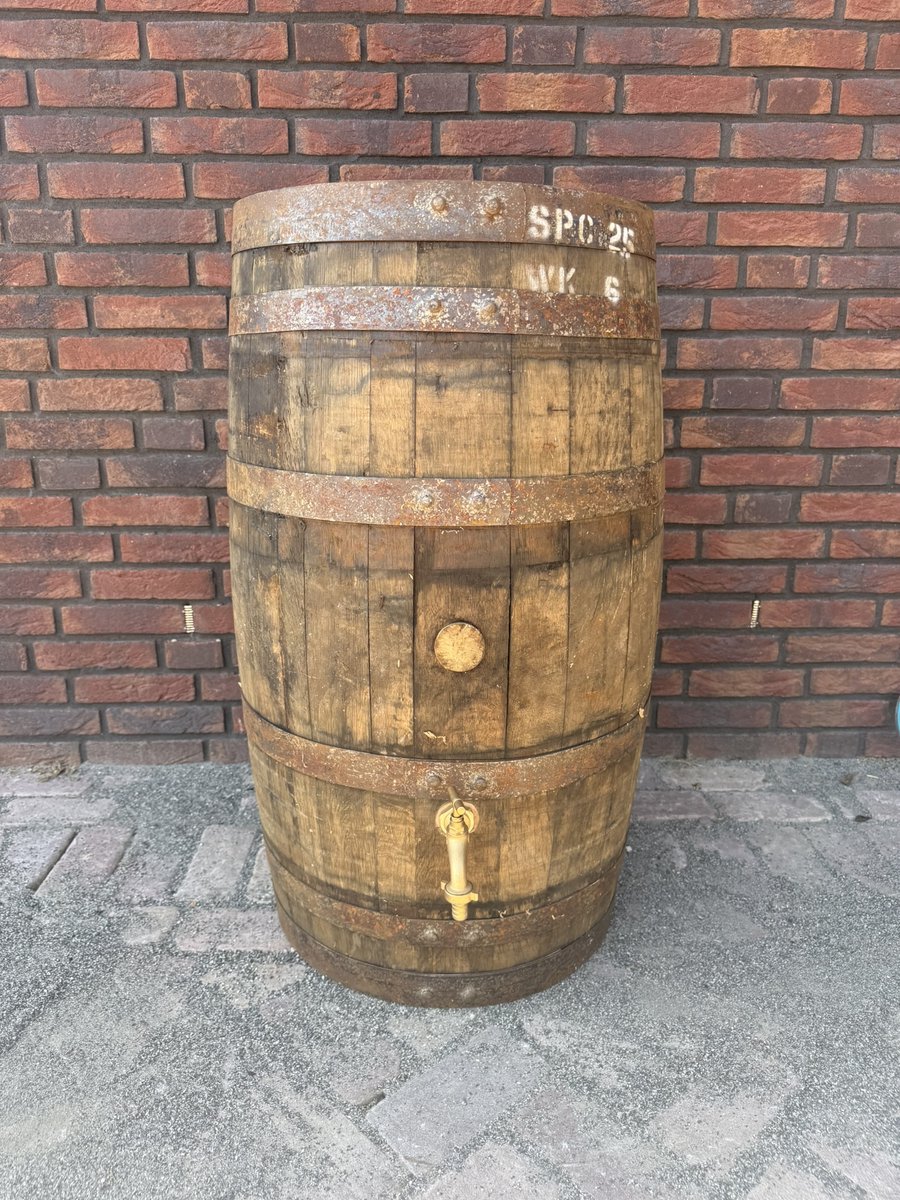 Whiskyvat 125L met messing tapkraan - los deksel met handvat - houten regenton met waterkraan