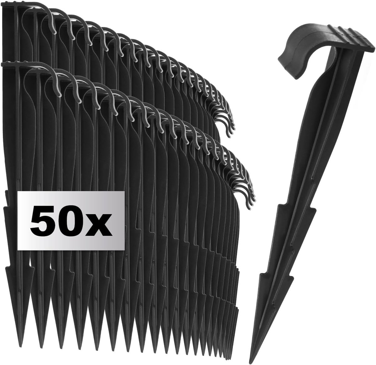 com-four® 50x bevestigingshaken voor irrigatiebuizen, Plastic grondankers - ShopVlot
