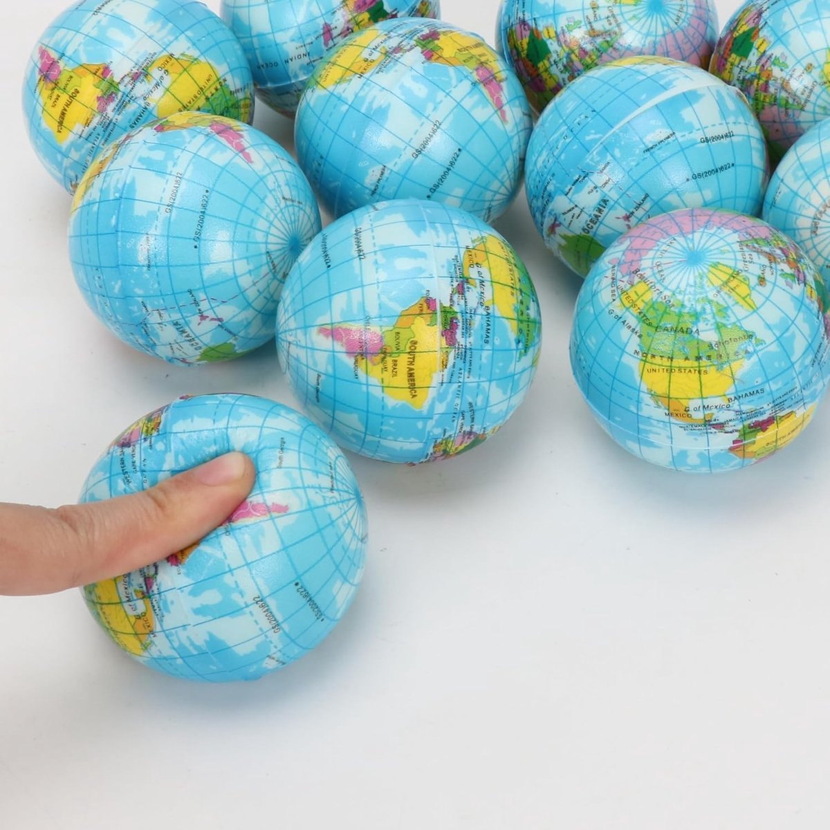 Stressbal - Wereldbol - 6 cm - Antistressbal met Wereldkaart - Voor Kinderen en Volwassenen