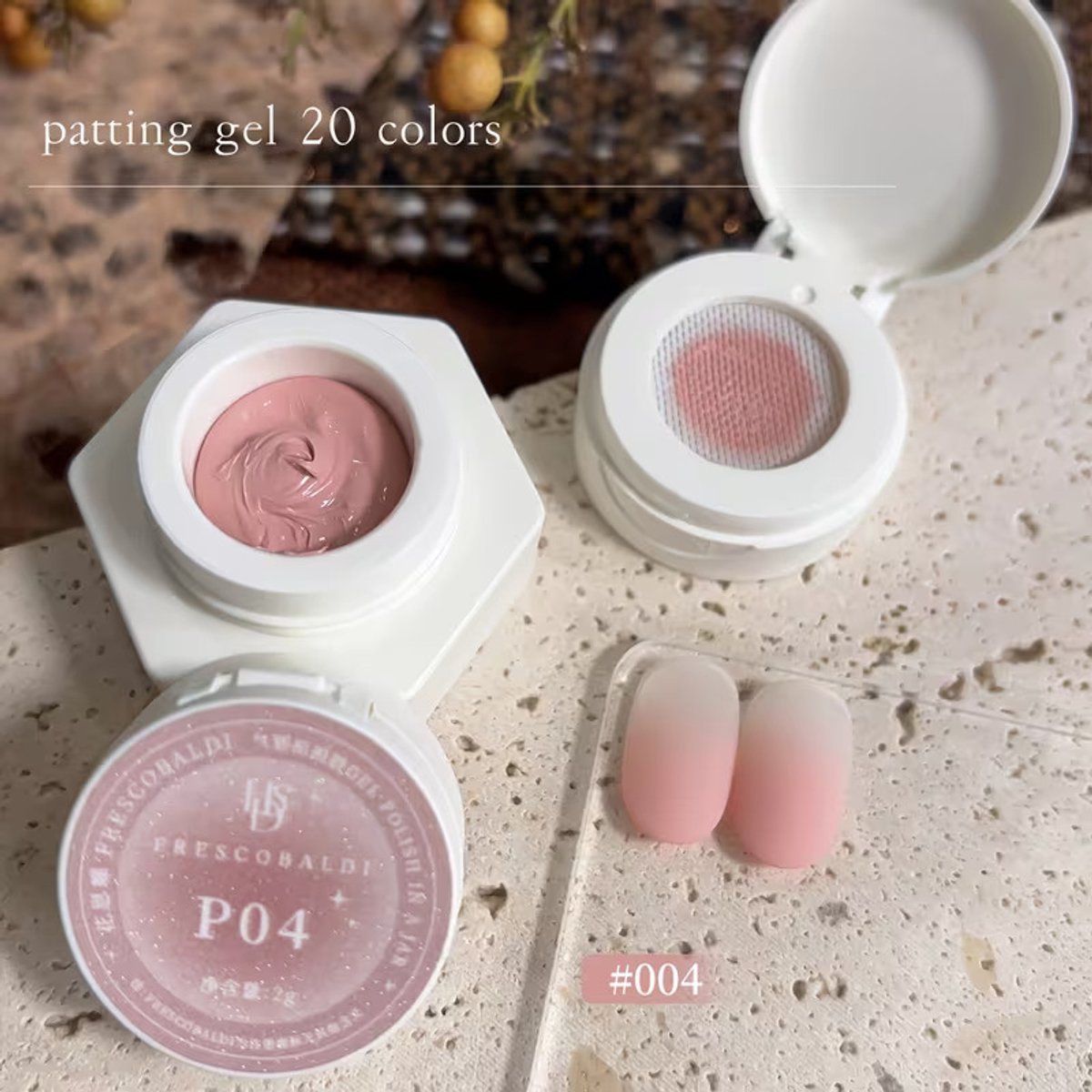 Petal Roze Patting Gel 2g – FRESCOBALDI Air Cushion Gel Nagellak voor Ombre & Gradient Nail Art – Zachte Bloemroze Hard Gel