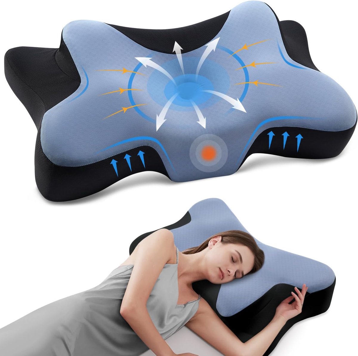 Neck pillow voor slapen - ergonomisch voor zijslapers - afneembare en wasbare hoes - ultiem comfort