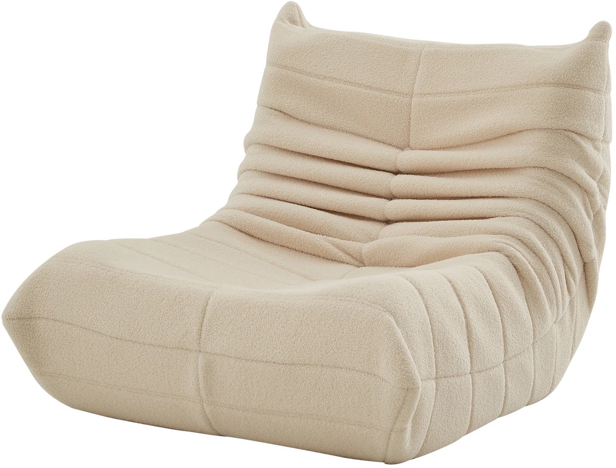 VILIMA - Fauteuil - Loungestoel - Relaxfauteuil - Meditatiestoel - Super zacht lamswol - Lichtgewicht - Beige - 86x65x75cm