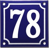 Emaille huisnummer blauw/wit nr. 78