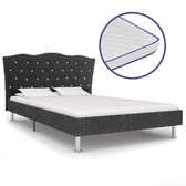 vidaXL Bed met traagschuim matras stof donkergrijs 140x200 cm