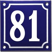 Emaille huisnummer blauw/wit nr. 81
