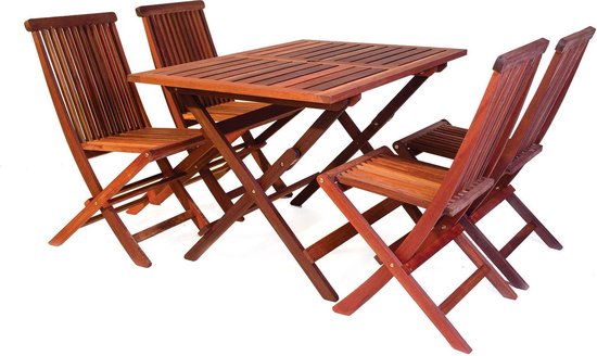 Bistro tuinset 120 cm- uit exclusief mahoniehout ( tafel + 4 stoelen) |  bol.com