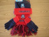 Winterse set van Thomas de trein,gebreid met blauwe muts