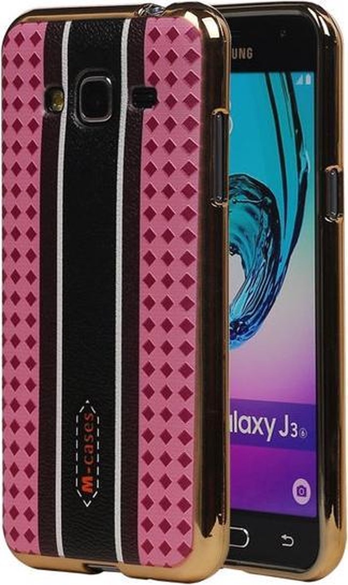 M-Cases Roze Ruit Design TPU back case hoesje voor Samsung Galaxy J3 2016