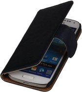 Washed Leer Bookstyle Wallet Case Hoesje voor Galaxy Core i8260 D.Blauw