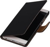 Zwart Effen booktype wallet cover cover voor Huawei Ascend G730
