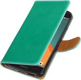 Groen Pull-Up PU booktype wallet hoesje voor HTC 10