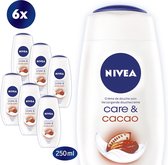NIVEA Care & Cacao - 6 x 250 ml - Voordeelverpakking - Douchecrème