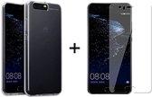 Huawei P10 hoesje siliconen case hoes hoesjes cover transparant - 1x Huawei P10 Screenprotector