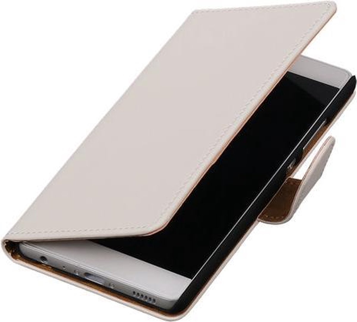 Wit Effen booktype wallet cover hoesje voor HTC Windows Phone 8S