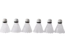 Badminton Shuttles 6 Stuks – Plastic PVC Wit met Foam Top – Trainingen of Recreatief gebruik – Engelhart