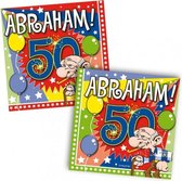 40x Abraham 50 jaar leeftijd themafeest servetten 25 x 25 cm papier - Vijftigste/50e verjaardag papieren wegwerp tafeldecoraties