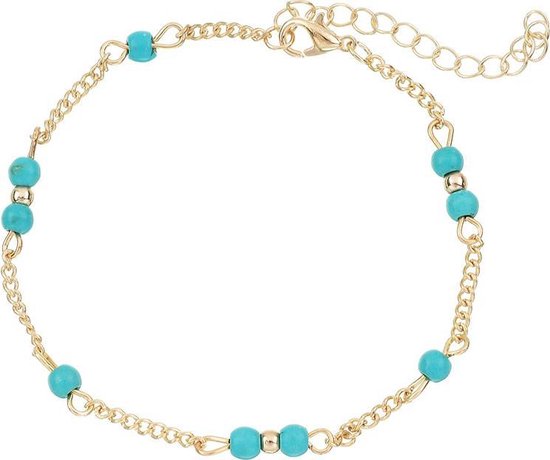Bracelets directs - Anklet Turquoise perles dorées