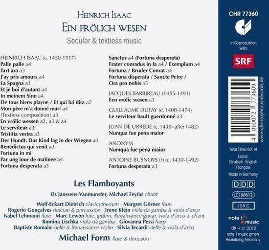 Les Flamboyants, Michael Form - Isaac: Ein Frölich Wesen (CD)