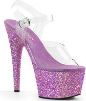 Pleaser Sandaal met enkelband, Paaldans schoenen -36 Shoes- ADORE-708LG Paaldans schoenen Paars/Transparant