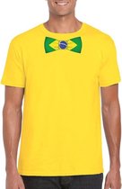Geel t-shirt met Brazilie vlag strikje heren S